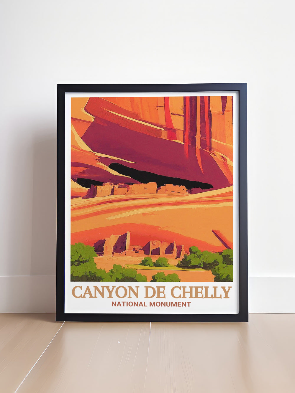 Explore the ancient beauty of Canyon de Chelly National Monument with this detailed art print, capturing the dramatic cliffs and the historic Antelope House Ruin. Perfect for adding a touch of Arizonas rugged landscape to your home decor.