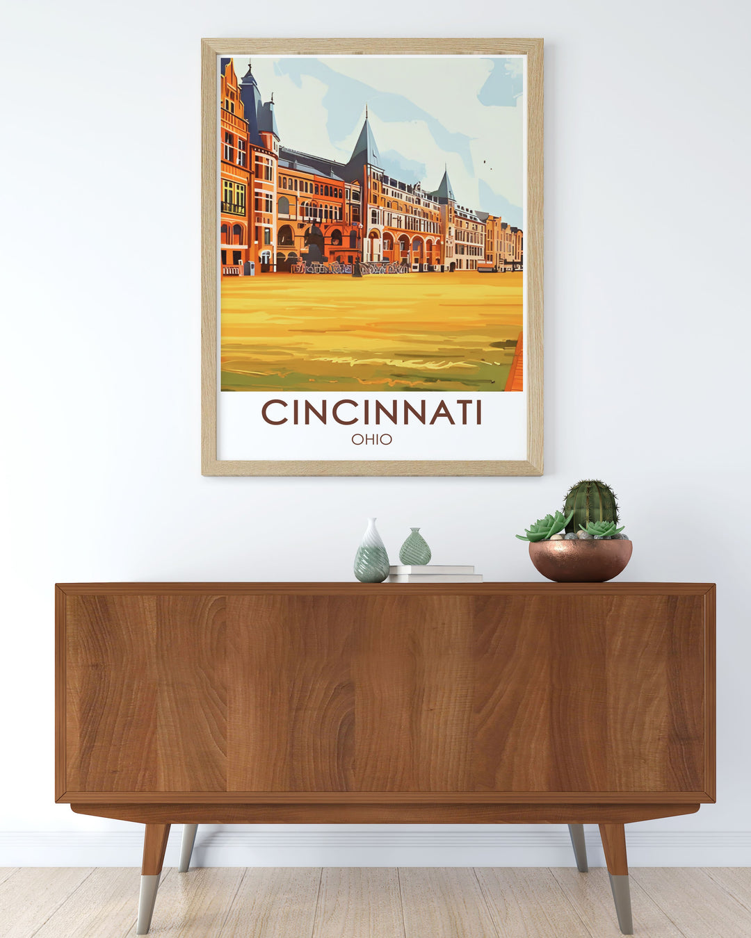 Discover the elegance of Cincinnati with a travel poster featuring the iconic Music Hall. This print highlights the architectural beauty and cultural significance of one of Ohios most beloved landmarks.