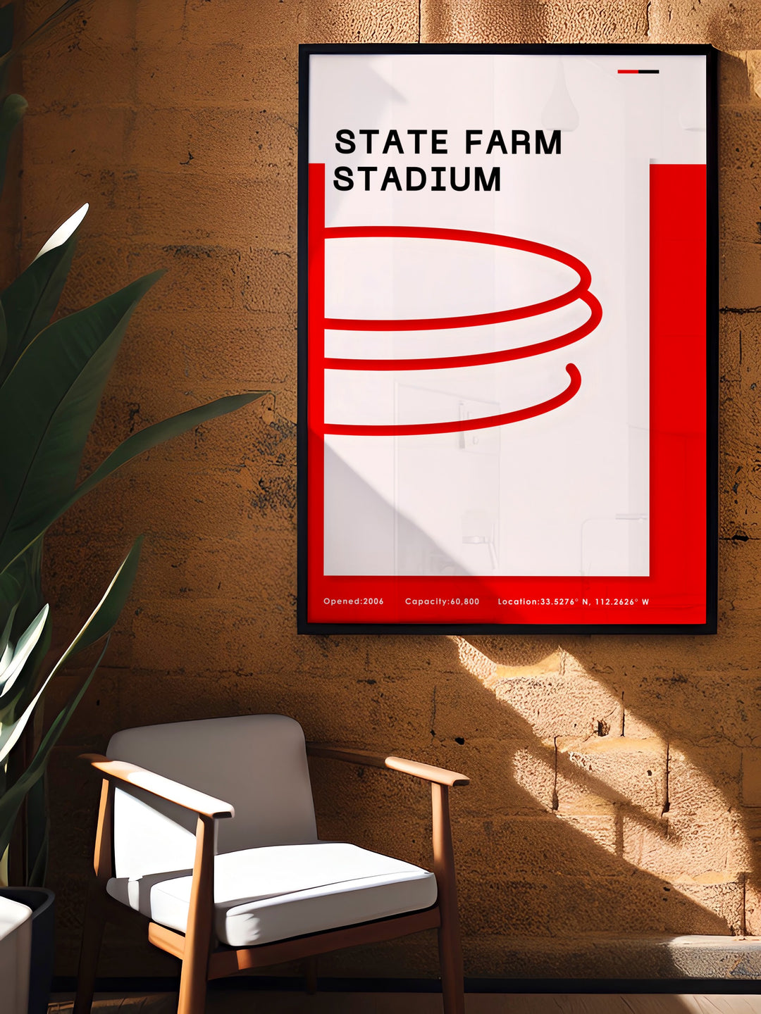 Sports poster of State Farm Stadium highlighting Arizona Cardinals ideal for football wall art in offices and bedrooms