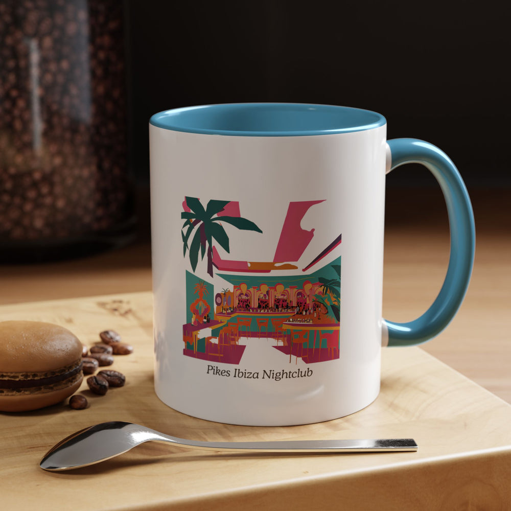 A vibrant Pikes Ibiza Night Club Mug with intricate designs celebrating the charm and energy of Ibiza’s iconic Pikes. Dishwasher and microwave safe, this ceramic mug is perfect for everyday use or as a thoughtful gift for nightlife fans.