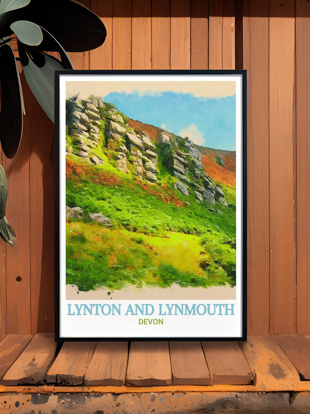 Scenic Valley of Rocks poster from Lynton And Lynmouth, highlighting the unique geological formations and serene landscapes. This exquisite artwork brings the natural splendor of the Valley of Rocks into your living space, ideal for those who appreciate stunning vistas.