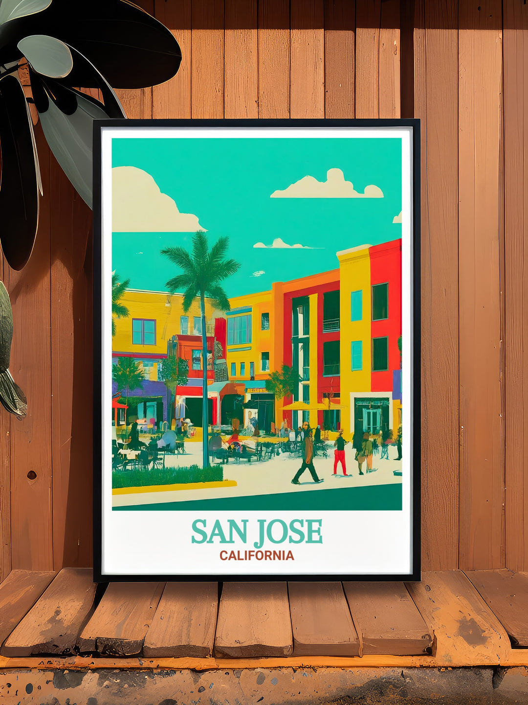 Canvas art of Santana Row, highlighting the unique blend of classic charm and modern design that defines this San Jose hotspot. Ideal for lovers of Californias cultural and architectural beauty.