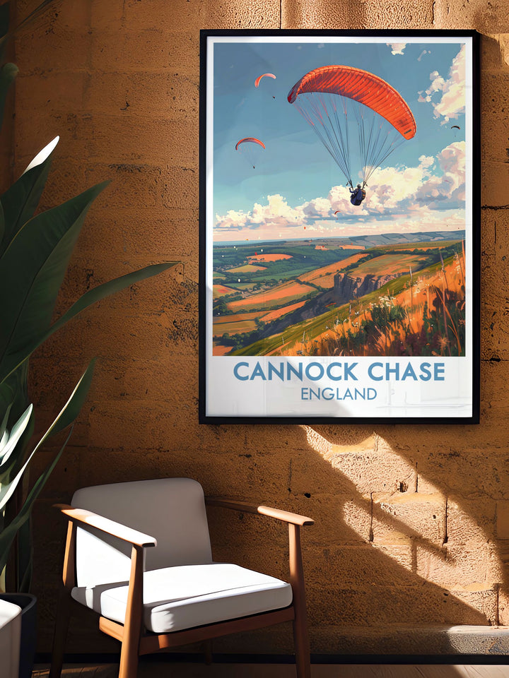 Discover The Chase with this stunning wildlife area print. This detailed depiction of Cannock Chase showcases the rich biodiversity and serene beauty of Staffordshire. Perfect for adding a touch of nature to your home decor.