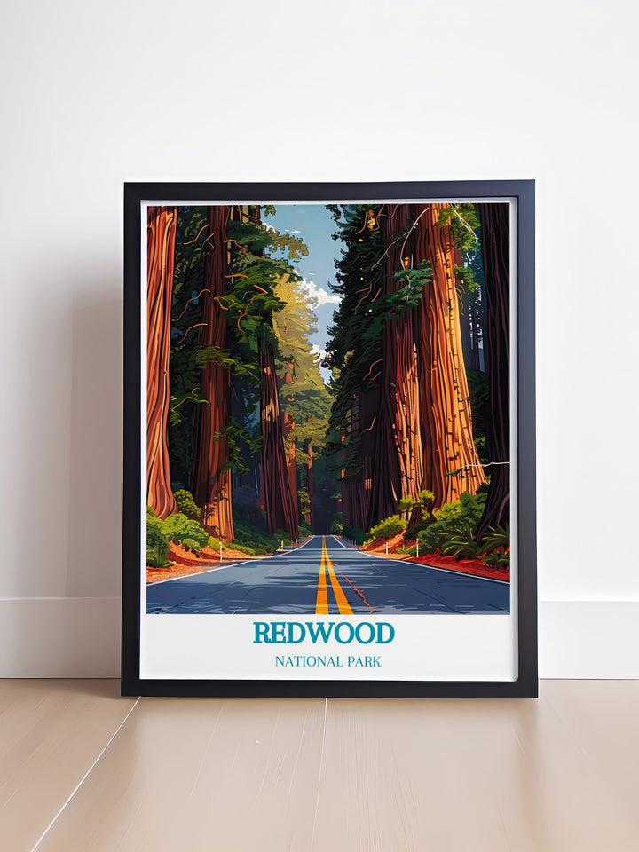 Avenue of the Giants modern decor highlighting the elegance of Californias redwoods perfect for living room artwork