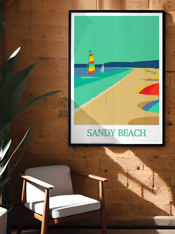 Sandy Beach Park Colorful Art featuring detailed beach landscapes and lively hues perfect for adding elegance and charm to any room with its modern and sophisticated design