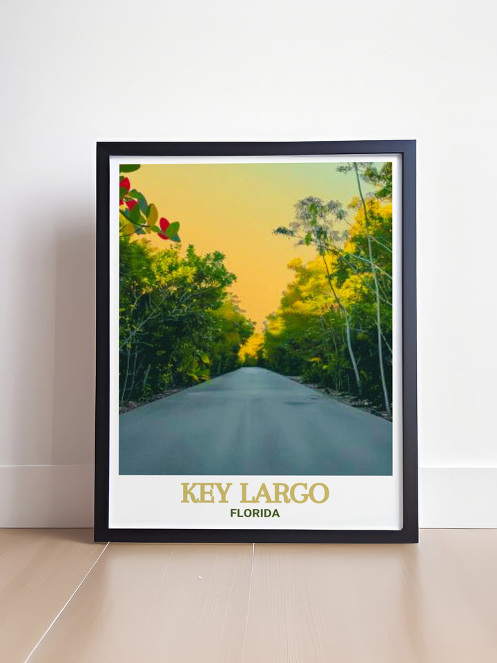 Modern Key Largo art print and Dagny Johnson Key Largo Hammock Botanical State Park framed prints offer a blend of nature and modern decor perfect for creating a serene and stylish environment in your living space while celebrating the beauty of Florida.