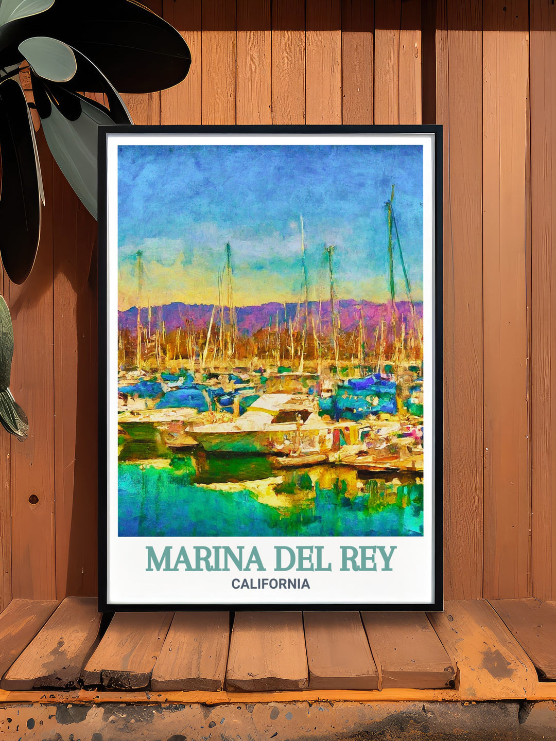 Colorful Marina del Rey art print with a fine line city map designed to bring modern elegance to your home. Marina del Rey Harbor is included in this stunning artwork making it a perfect wall decor choice for anyone who loves coastal cityscapes.