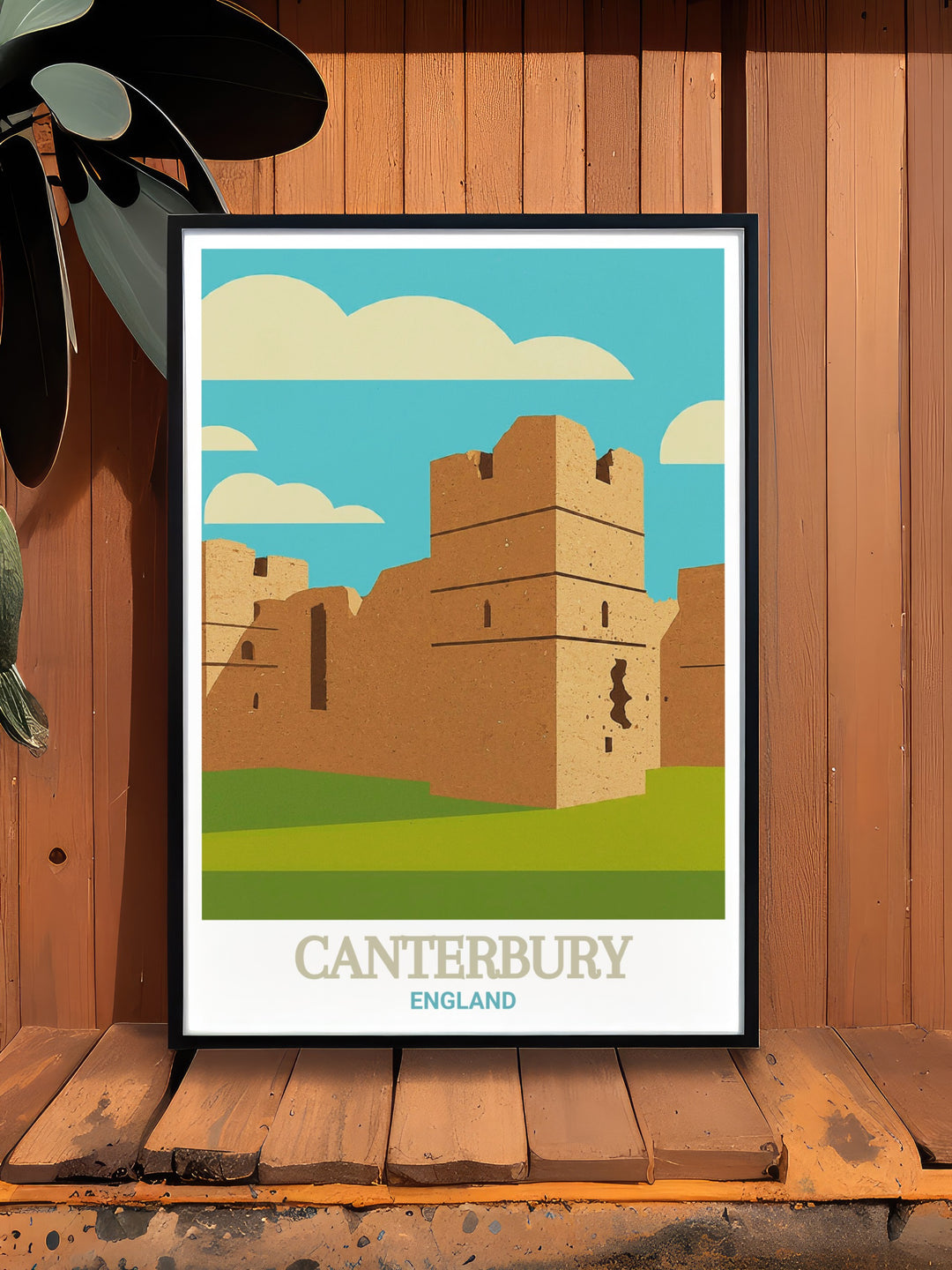 A beautiful travel print of the Kent coast, featuring the historic Canterbury Castle and the serene beaches of Whitstable. This home decor piece captures the essence of British seaside life, making it a great addition to any art collection.