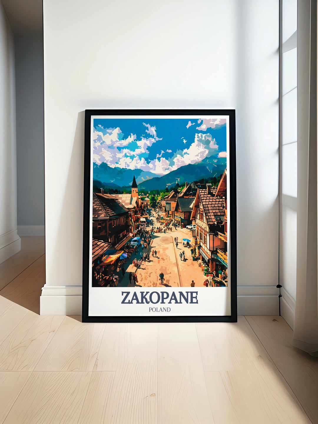 Gubalowka Hill and Krupowki Street Modern Art showcasing the scenic beauty of Zakopane with vibrant colors and detailed design perfect for elegant home decor or as a special gift for any occasion.