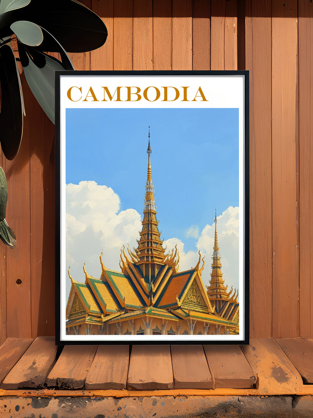 Beautiful Cambodia art print featuring Royal Palace in a detailed and captivating design adding a touch of history and sophistication to your home decor.