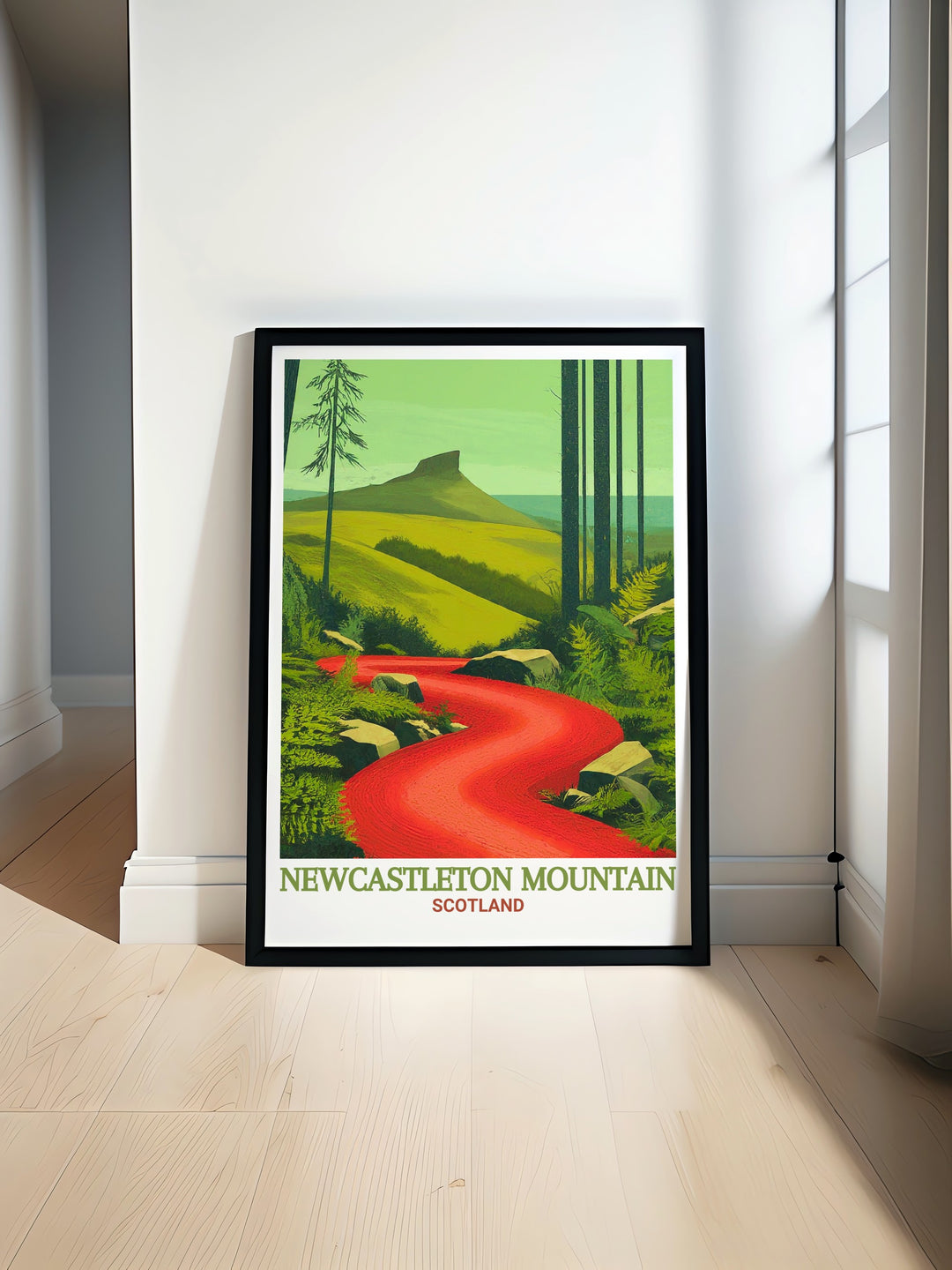 Scotland cycling wall art featuring Newcastleton Mountain Biking and Newcastleton 7stanes. This detailed illustration captures the essence of the regions trails and landscapes, making it an inspiring piece for home or office. A great gift for cycling enthusiasts.