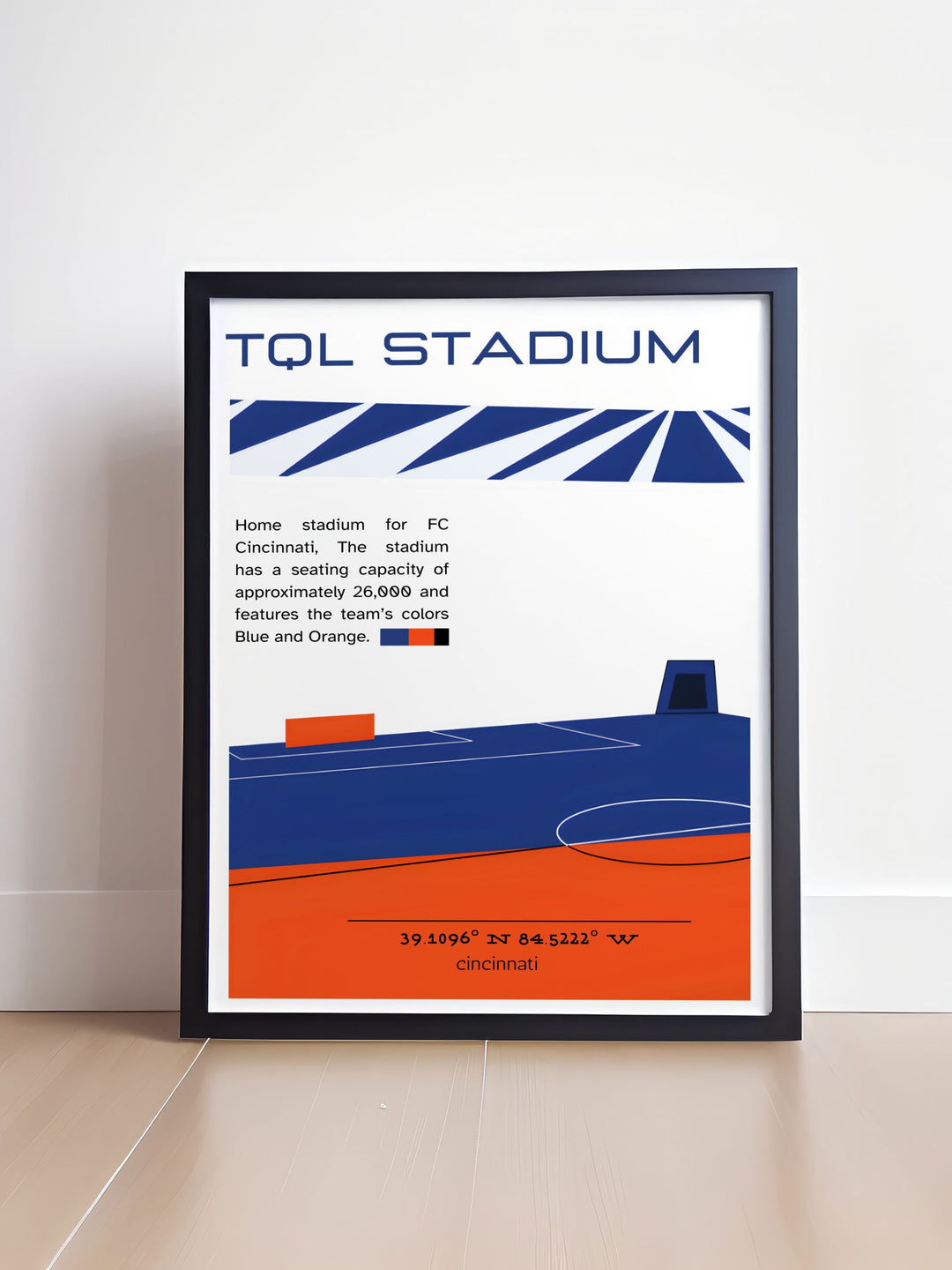 Decorate your space with this dynamic MLS Cincinnati poster featuring the iconic TQL Stadium and the talents of FC Cincinnatis star players Luciano Acosta and Brenner perfect for any soccer aficionado.