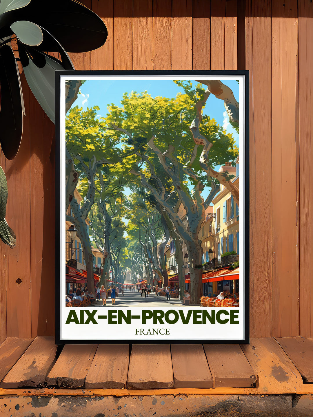 This travel print of Aix en Provence showcases the stunning Cours Mirabeau, bringing the warmth and beauty of southern France into your home. A perfect gift for those who appreciate the culture and art of Provence, this poster offers a timeless piece for any room.