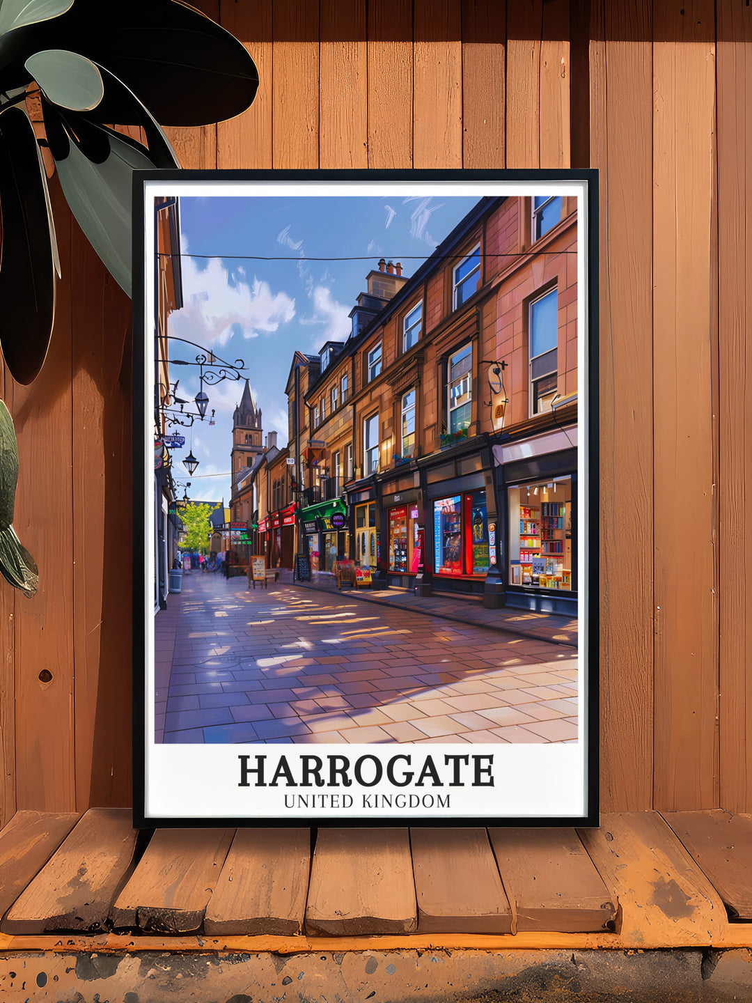 Stunning Parliament Street and Montpellier Quarter Wall Art from Harrogate. This Yorkshire Poster adds sophistication and charm to any space. Perfect for modern and classic decor styles, it is a must have for fans of Yorkshire Travel.