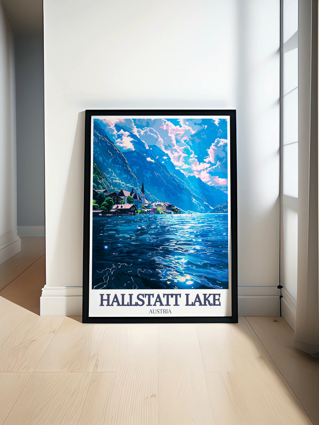 This Hallstatt artwork transports you to the heart of Austria, featuring Hallstatt Lake and the Dachstein Mountains in a peaceful Alpine scene. Perfect for those who love travel and nature inspired decor.