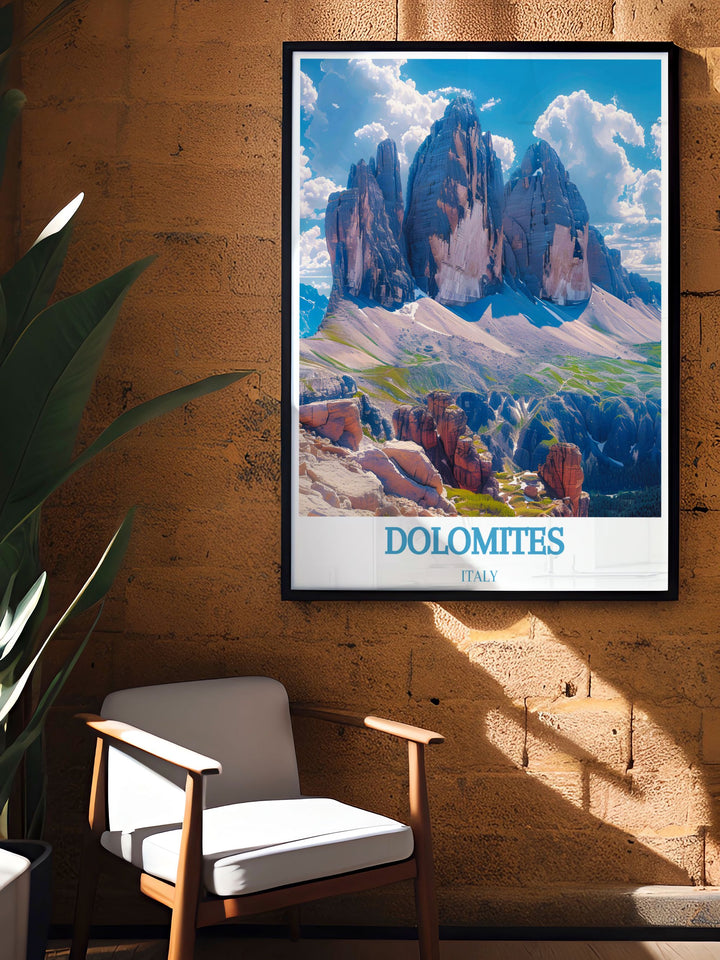 Modern wall decor showcasing the picturesque landscapes of Tre Cime di Lavaredo, perfect for bringing a sense of tranquility and nature into your home.