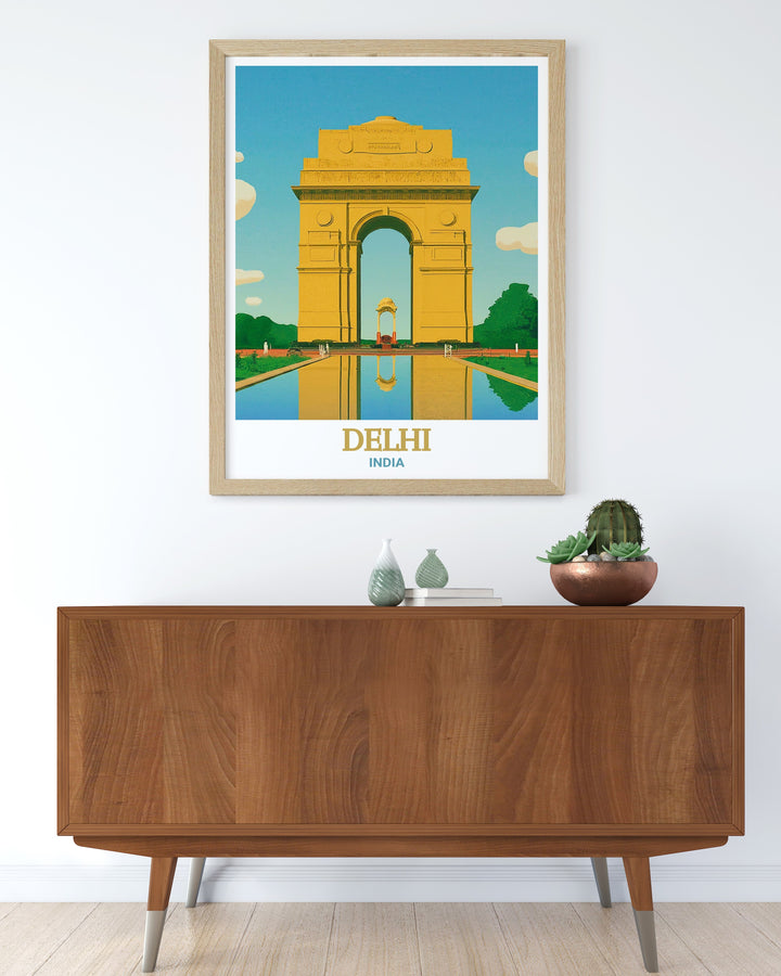 Delhi travel print featuring the majestic India Gate brings cultural richness into your home perfect for wall decor and unique traveler gifts.