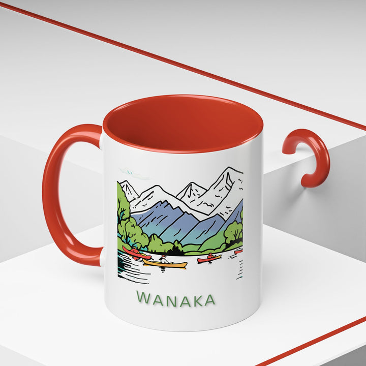 Celebrate the spirit of Wanaka with this mug featuring vibrant images of the towns cultural highlights. Dishwasher and microwave safe, made from durable ceramic, ideal for coffee or tea lovers seeking a unique and artistic mug that captures Wanakas essence.