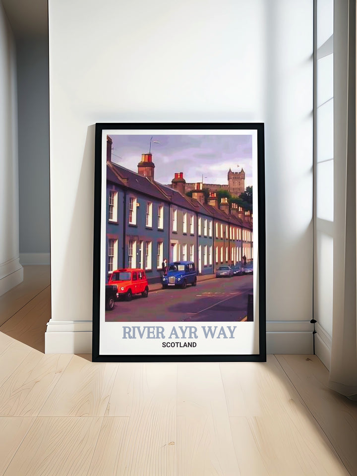 National Park art print celebrating the natural splendor of River Ayr Way and the historical significance of Catrine Voes. This artwork features the scenic trail and lush landscape, creating a captivating piece for your home decor. A thoughtful gift for friends and family.