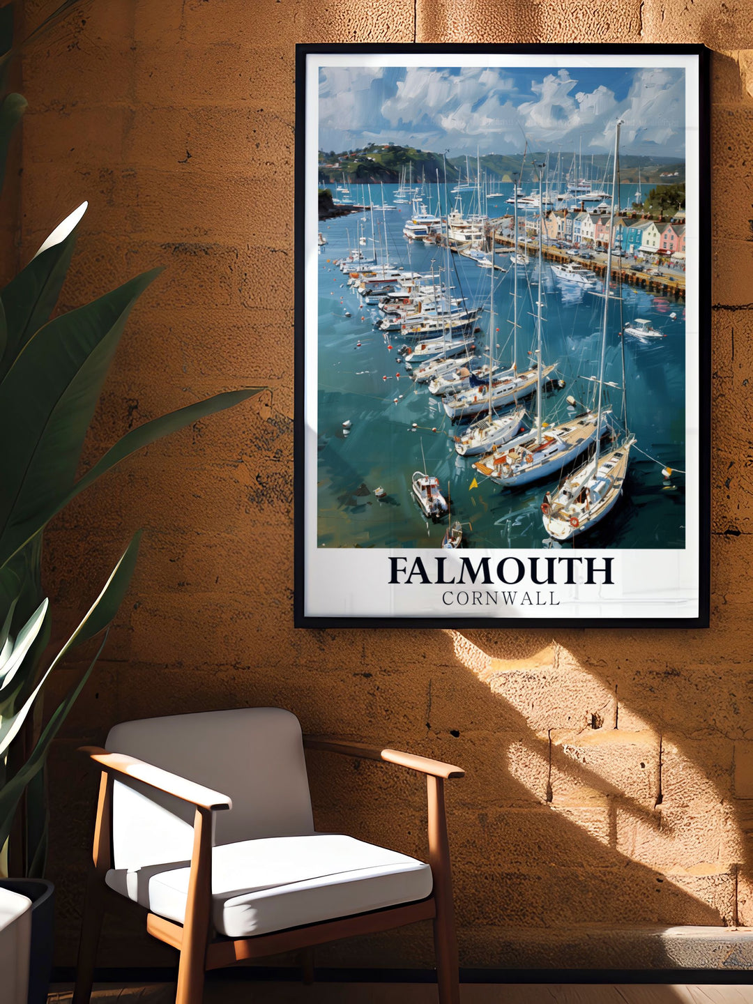 Stunning Falmouth Harbour artwork that evokes the charm of Cornwalls coastal town. Perfect for gifting to Falmouth lovers or adding to your own decor, this print brings a piece of the serene harbour into your home.
