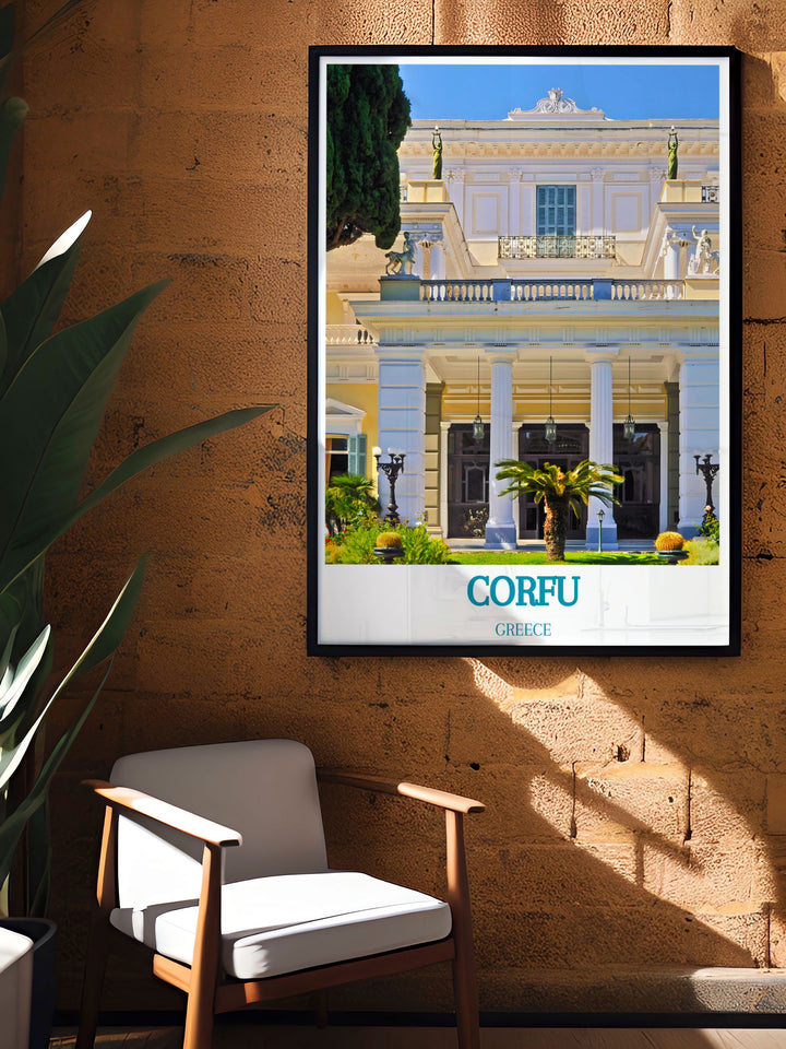 Achilleion Palace artwork captures Corfus beauty in vibrant colors perfect for living rooms