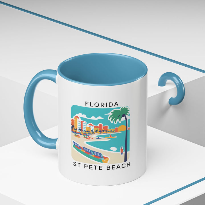 This St. Pete Beach Florida mug is the perfect addition to your kitchen. Featuring vibrant artwork of the coastline, this durable ceramic mug is perfect for enjoying your daily coffee or tea. It’s dishwasher and microwave safe, making it ideal for everyday use.