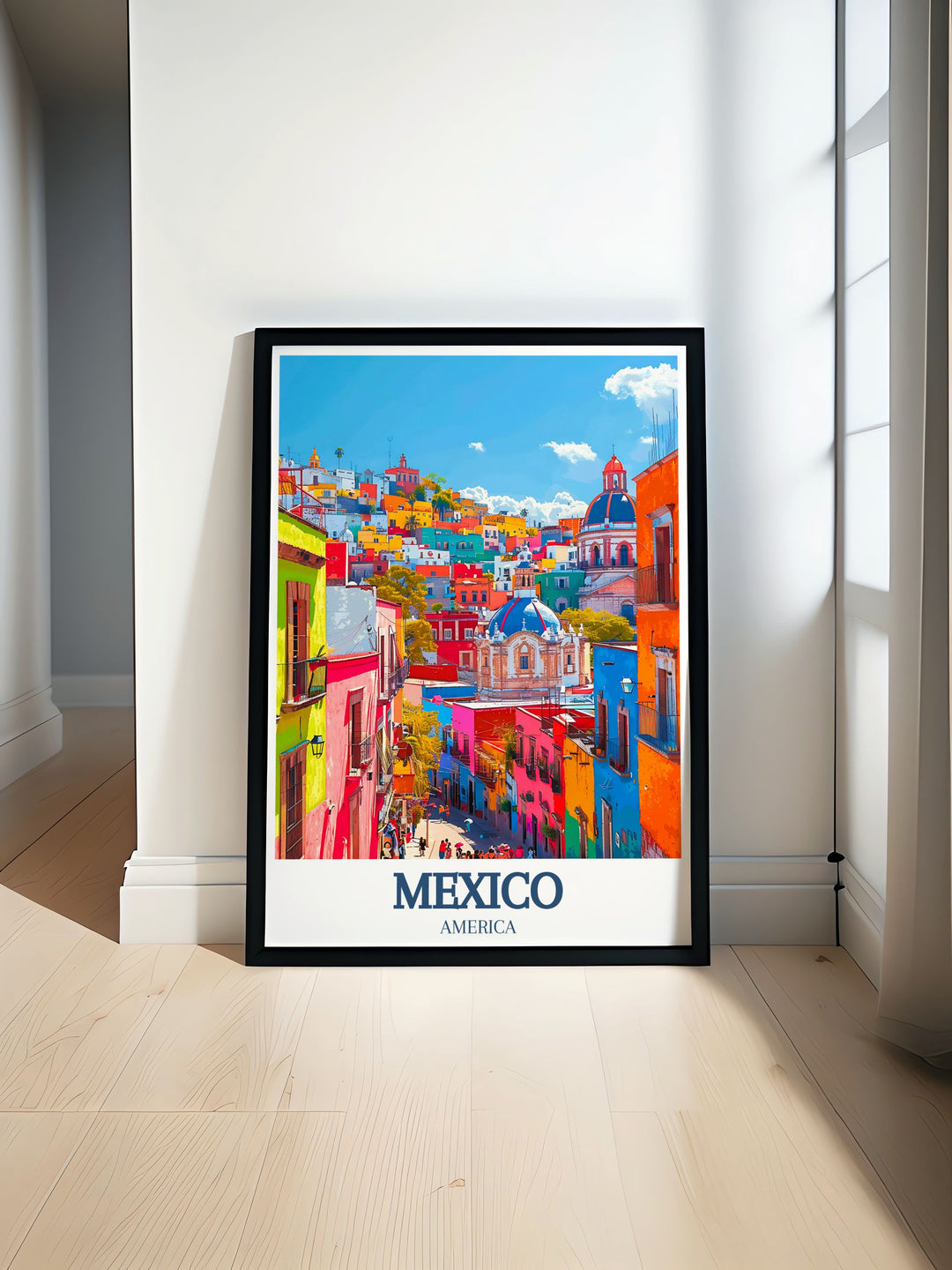 San Miguel de Allende modern prints showcasing the vibrant colors and architectural beauty of the historic city perfect for enhancing any living room décor with cultural richness and visual appeal