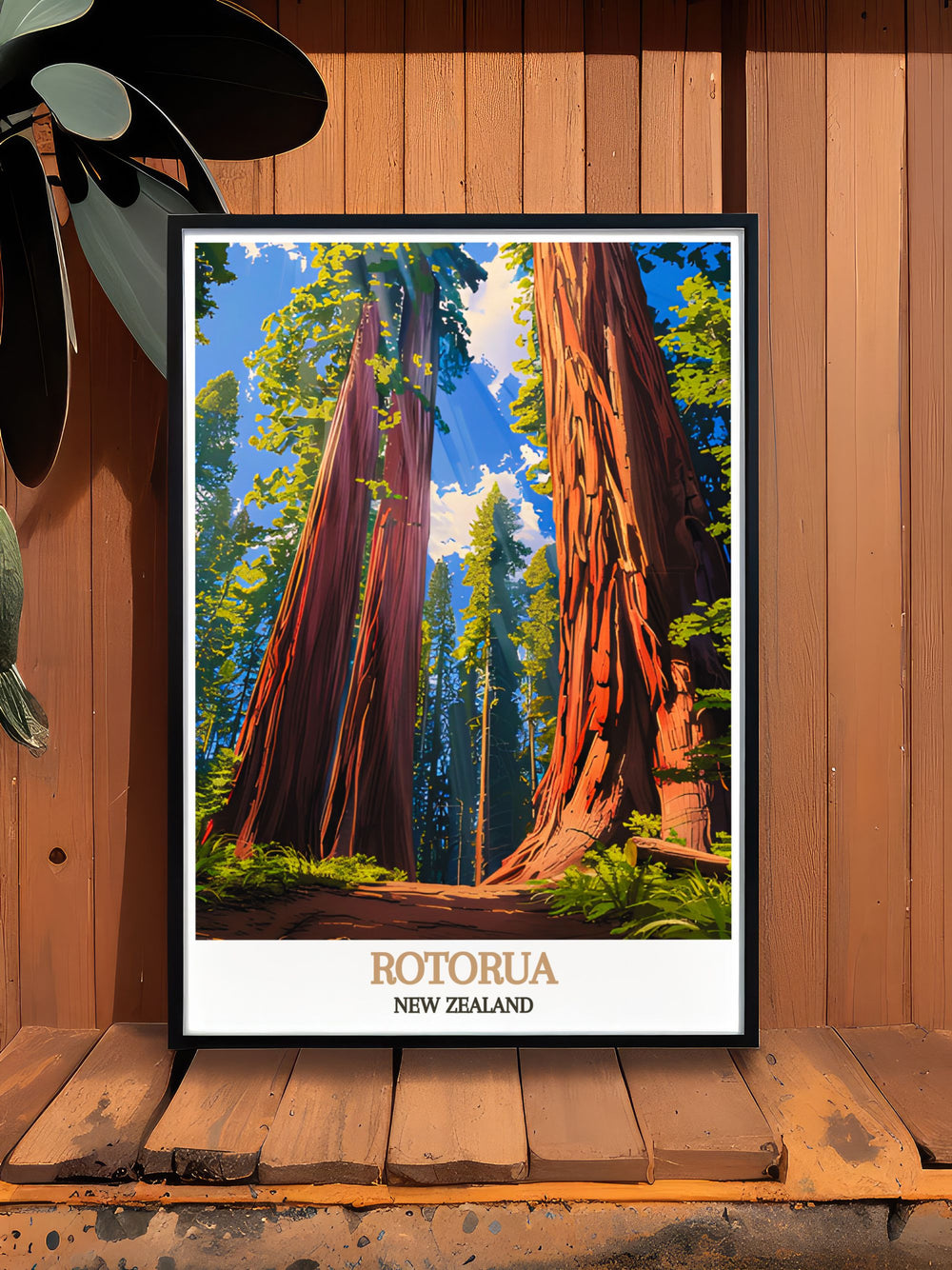 Beautiful Redwoods Forest prints showcasing the majestic scenery of Rotorua New Zealand. This artwork is perfect for nature lovers and makes a thoughtful gift for any occasion. Enhance your space with this exquisite piece of Redwoods Forest wall art.