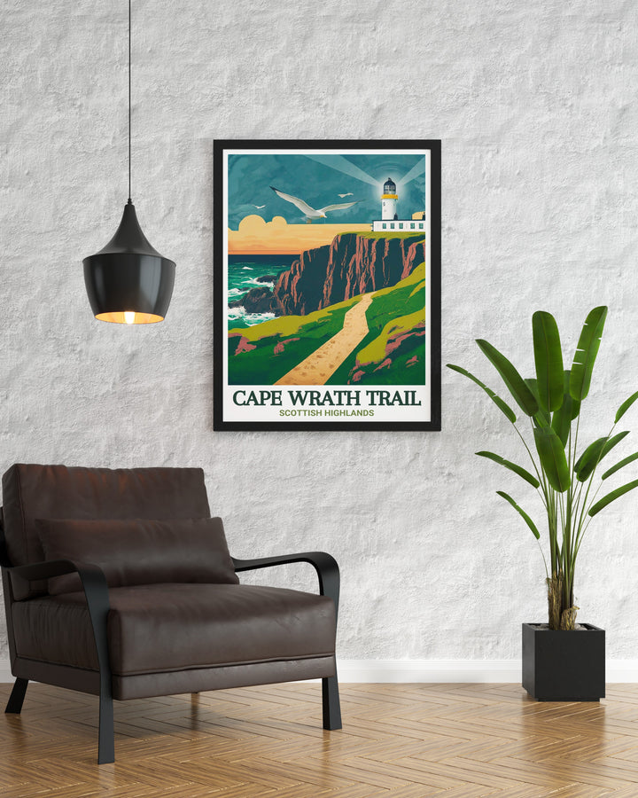 Cape Wrath Trail Canvas Art highlights the rugged landscapes and challenging terrain of Scotlands longest hiking trail. Perfect for adventurers and those who love Scotlands wild beauty, this canvas art brings a sense of adventure to any room.