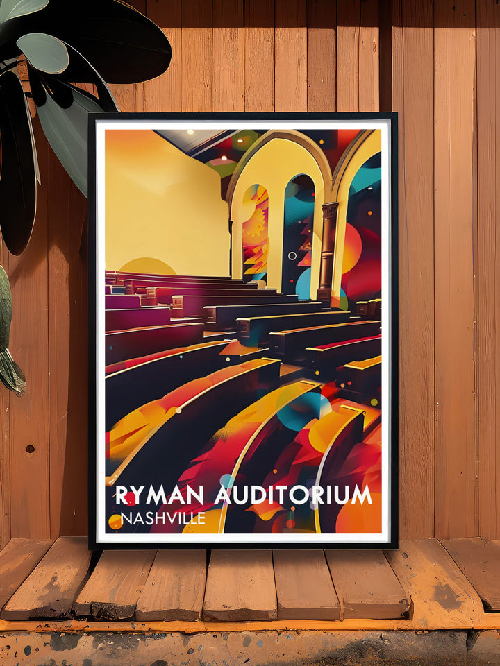 Stage and Auditorium artwork highlighting Ryman Auditorium perfect wall decor for Nashville Tennessee fans and country music enthusiasts