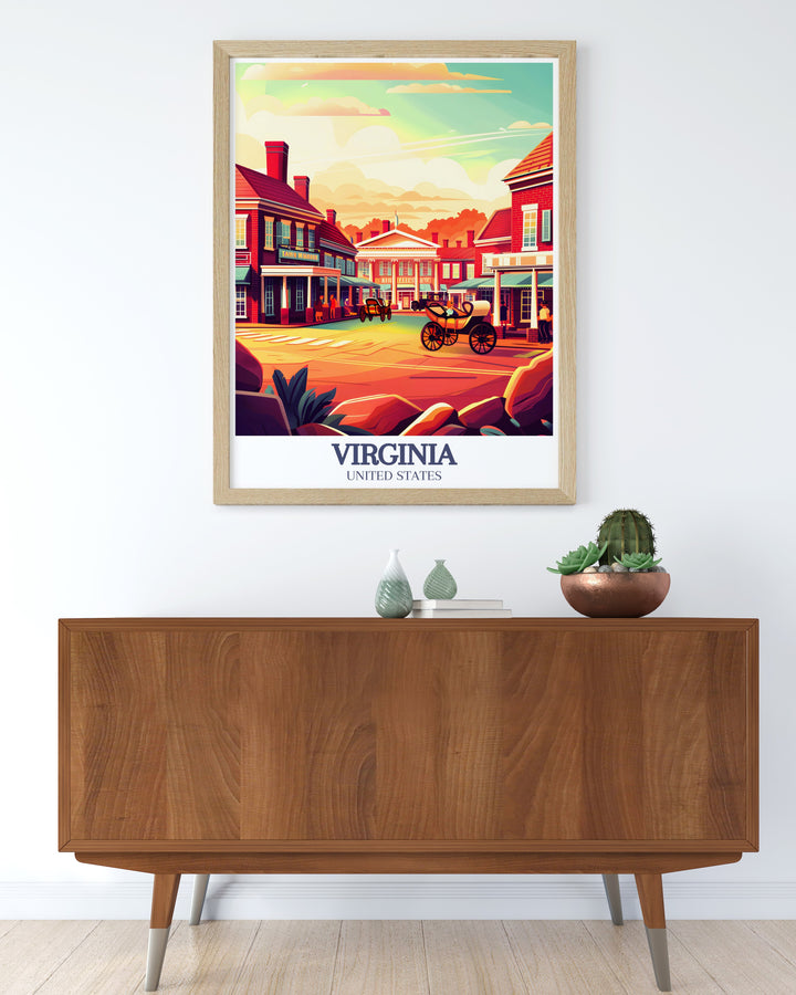 Richmond Artwork capturing the citys historical landmarks with Colonial Williamsburg Historic Triangle influence, perfect for travel posters, vintage prints, and elegant home decor that highlights Richmonds rich heritage.