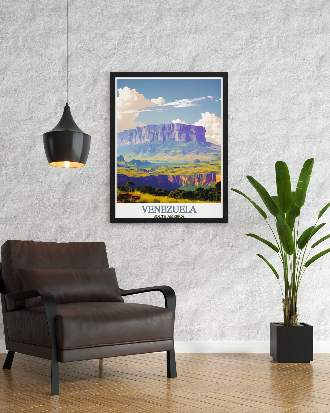 Mount Roraima modern print showcases the iconic tabletop mountain of Venezuela in stunning detail paired with an Angel Falls poster creating an elegant addition to any living room bedroom or office for those who love exploring natural landscapes