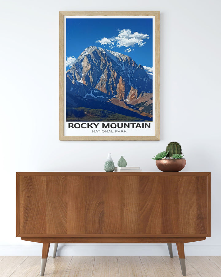 Long Peak prints capturing the vibrant colors and detailed landscapes of the Colorado Rockies an excellent choice for anyone looking to enhance their home decor with a stunning representation of Rocky Mountain Park