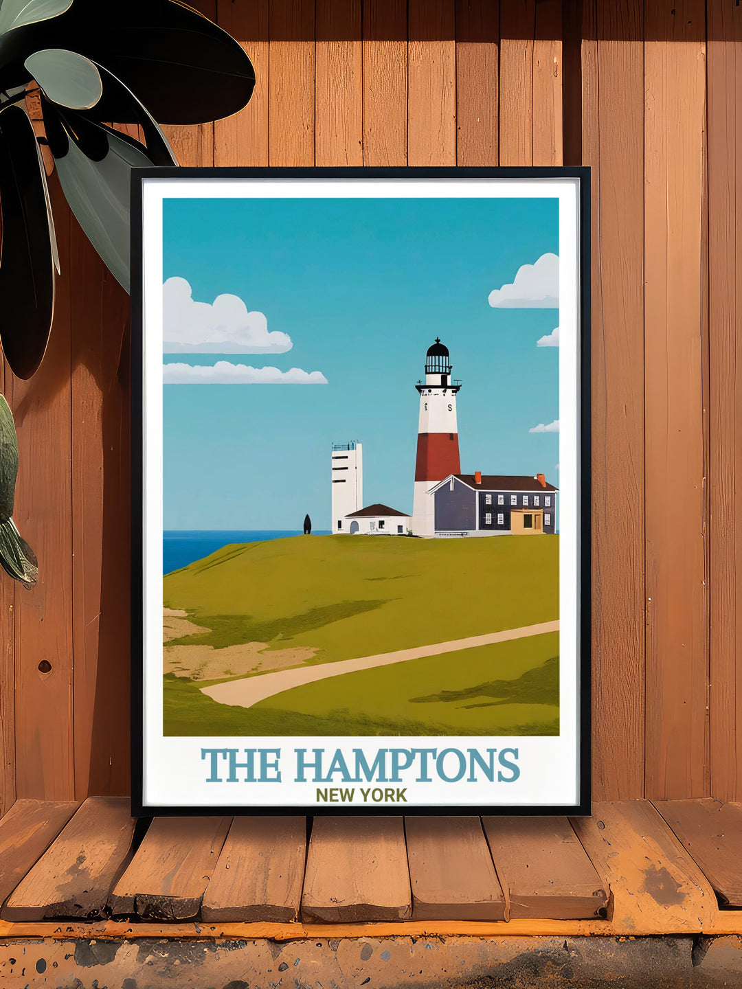 This stunning New York poster features both The Hamptons and Montauk Point Lighthouse, capturing the charm and history of the region. The travel prints vintage style and calming color palette make it perfect for coastal décor or as a personalized gift, bringing a piece of New Yorks coastline into your home.