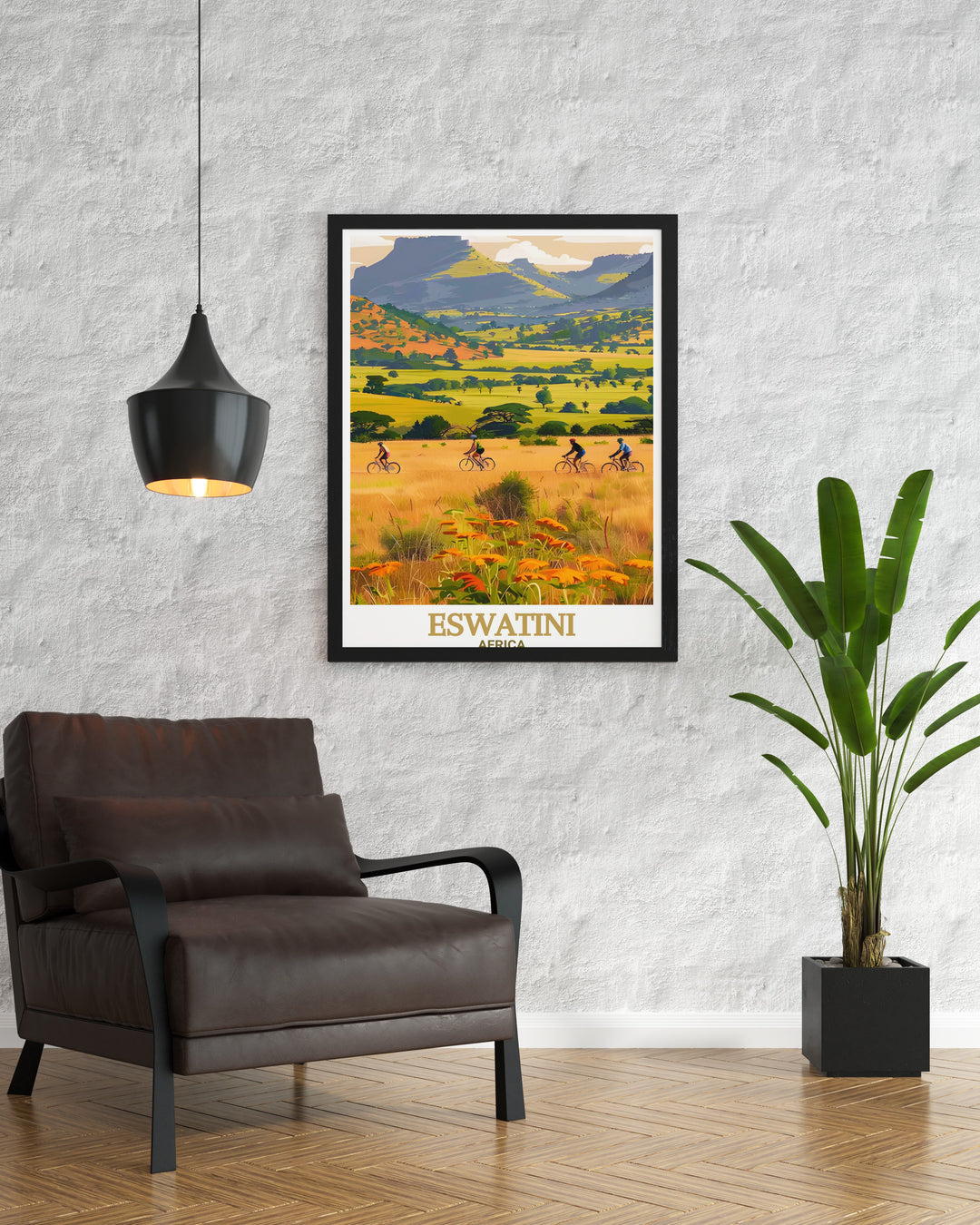 Mlilwane Wildlife Sanctuary travel print features the sweeping landscapes and iconic wildlife of Eswatini. This Africa canvas art beautifully captures the untamed beauty of one of Africas hidden gems, making it ideal for anyone looking to add a touch of nature to their home.