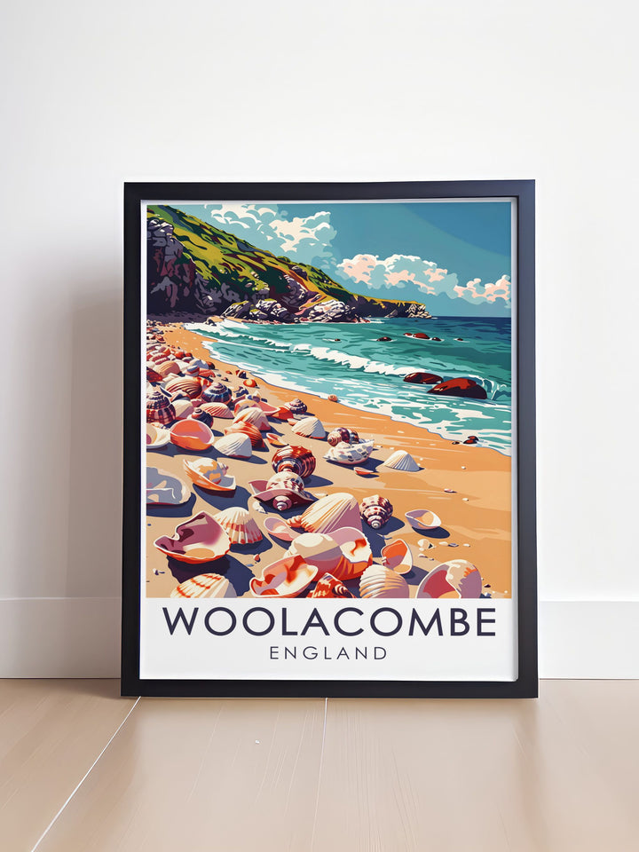 Barricane Beach stunning prints offering a visual escape to the serene Devon coast ideal for modern home decor and creating a focal point in your living space perfect for gifts for your loved ones