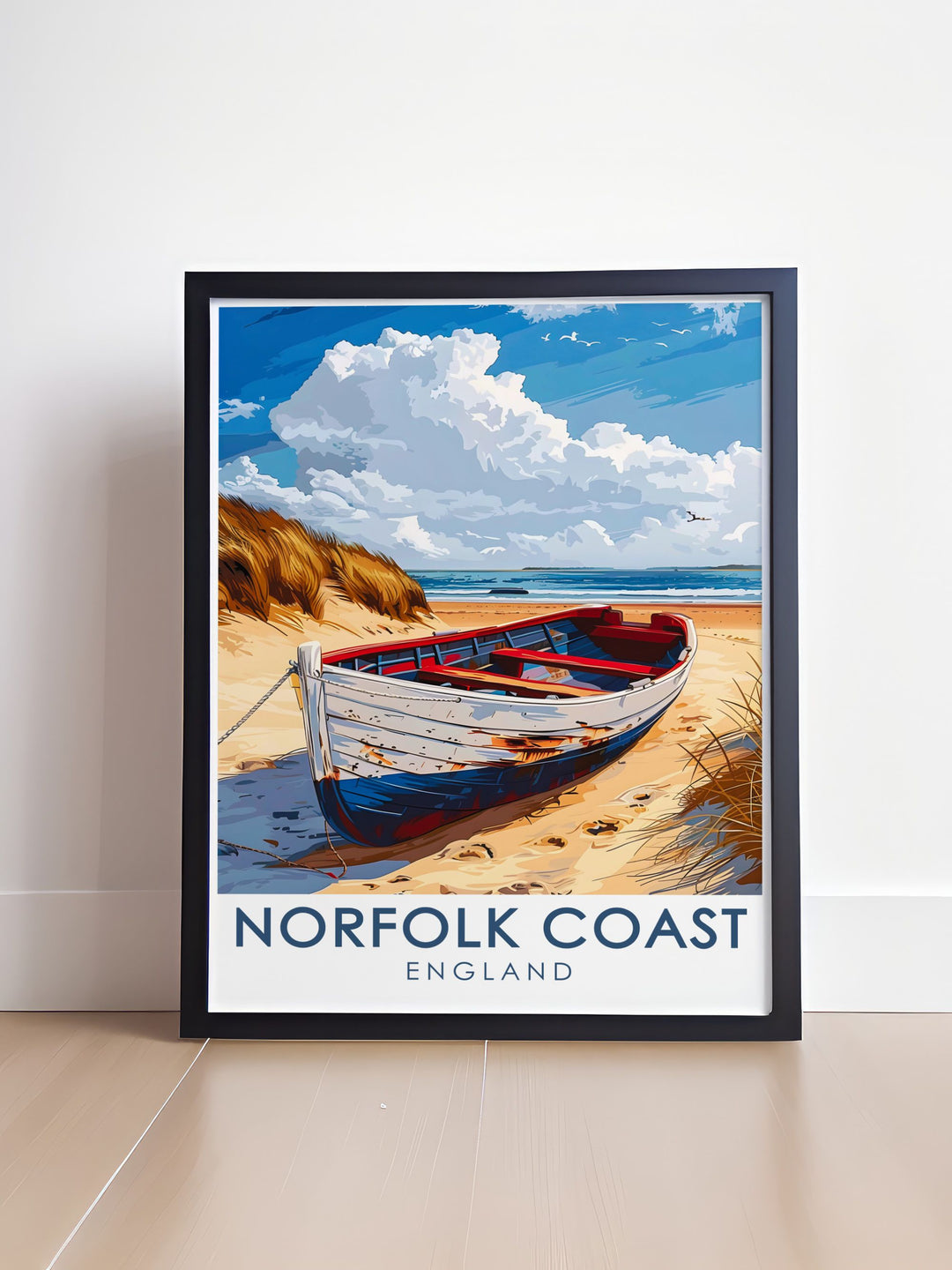 AONB Poster of Blakeney Point with captivating seascapes perfect for enhancing your living space with a unique blend of rustic charm and modern style