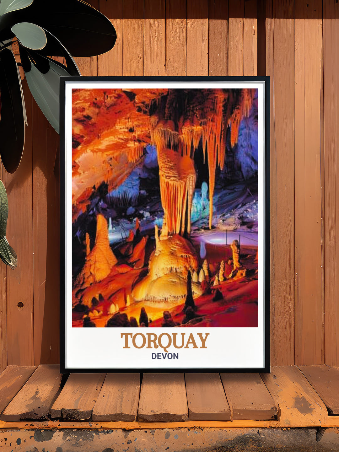 Wall Art of Torquays Kents Cavern in Devon, capturing the majestic beauty of this ancient site. The artwork blends the rugged coastal landscape with the mystery of prehistoric caves, making it perfect for lovers of travel and natural history.