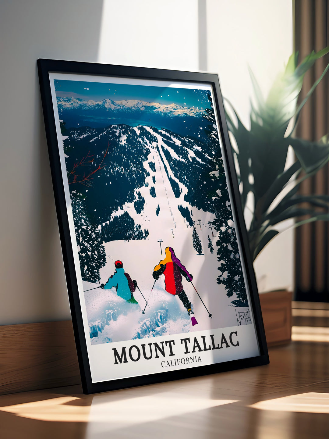 This Mount Tallac wall poster brings together the beauty of Californias Lake Tahoe, the Heavenly Mountain Resort, and the rugged Tallac Trail, making it a unique gift for outdoor enthusiasts and art lovers.