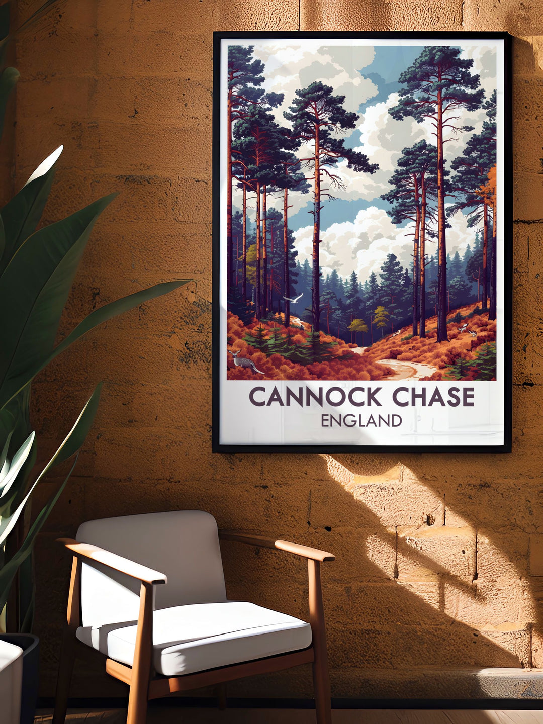 Discover The Chase with this stunning wildlife area print. This detailed depiction of Cannock Chase showcases the rich biodiversity and serene beauty of Staffordshire. Perfect for adding a touch of nature to your home decor.