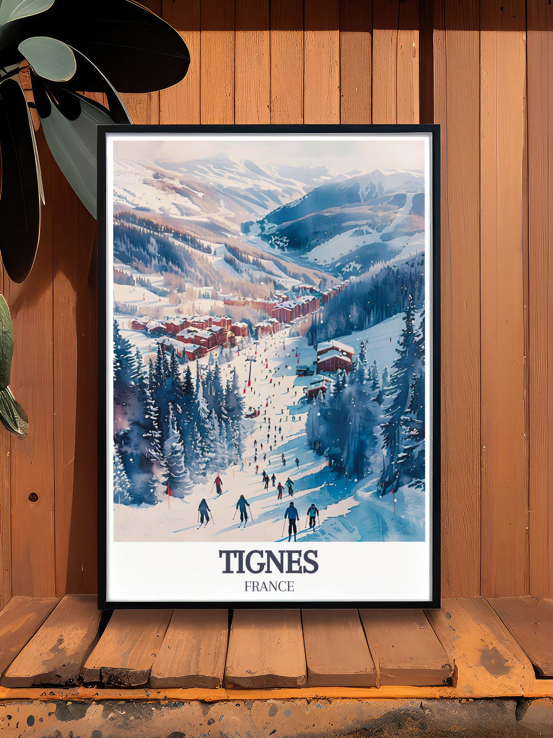 Celebrate your love for skiing with our beautifully framed Espace Killy artwork from the French alps showcasing the majestic landscapes of Val Thorens Tignes and Val D isere perfect for stunning living room decor