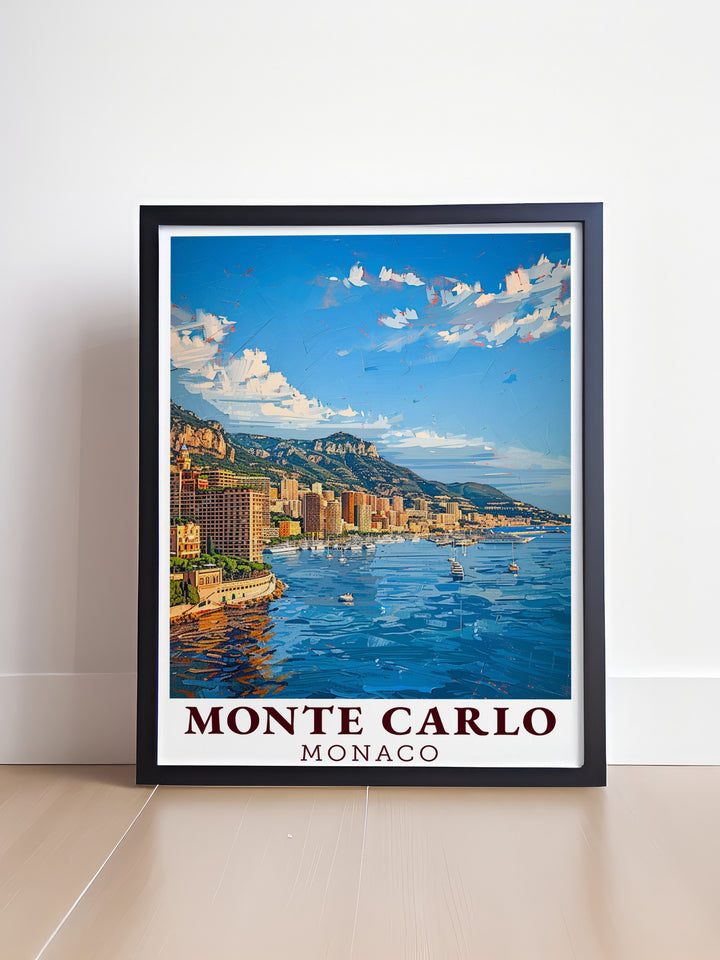 Cityscape Wall Art captures the elegance of Monte Carlos skyline, blending the rich architecture of Monaco with the stunning Mediterranean coast. This framed art is ideal for those who appreciate both urban beauty and natural scenery.