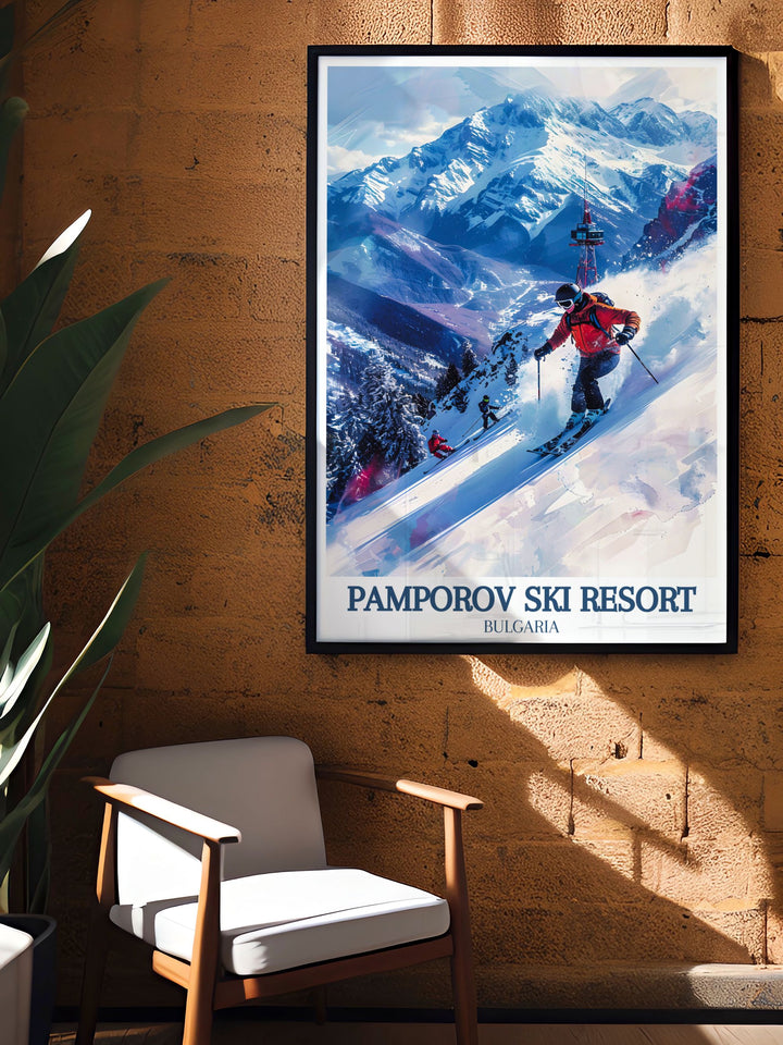 Snezhanka Tower Rhodope Mountains stunning print of Snezhanka Peak in Pamporovo ideal for bucket list prints that celebrate unforgettable skiing experiences and cherished travel memories