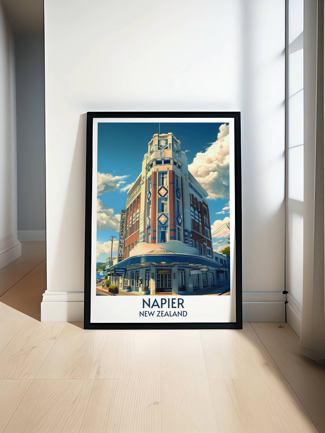 The Masonic Hotel Modern Print showcasing the Art Deco elegance of Napiers iconic building perfect for adding sophistication to your home or finding a unique gift