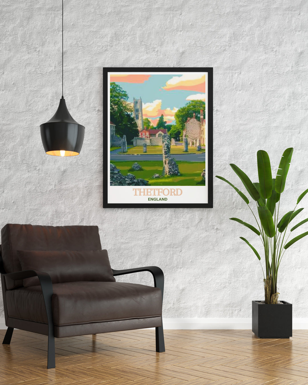 Discover the charm of Thetford Priory with this elegant wall decor. The artwork highlights the intricate details of the historic ruins, offering a perfect blend of art and history for your home or office.