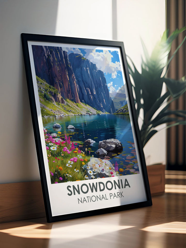 Beautiful Snowdonia wall decor featuring the dramatic scenery of Cwm Idwal ideal for adding a touch of nature and tranquility to any living space and a great Snowdonia gift for adventure seekers