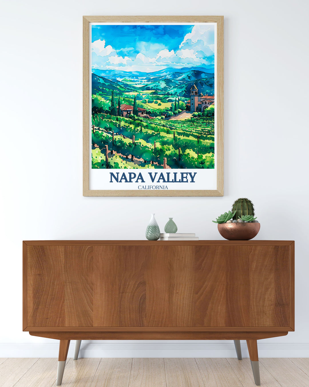 Napa Valley Photo capturing the serene vineyards with the Mayacamas and Vaca mountain ranges in the backdrop perfect for modern home decor and special occasion gifts