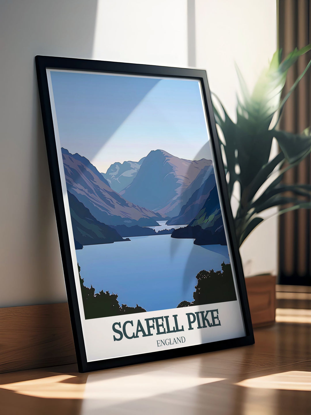 Mountain wall art featuring Scafell Pike with a breathtaking view of Wastwater lake in the Lake District perfect for those who love nature inspired decor and want to showcase the beauty of Englands iconic landscapes.