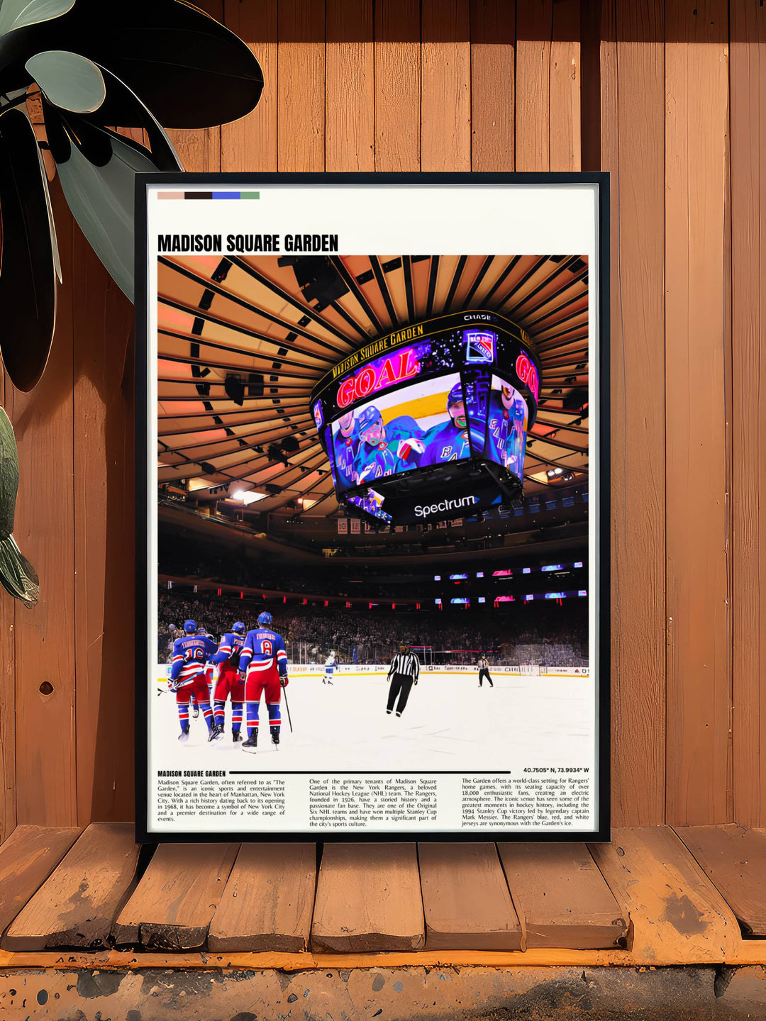 Retro NHL Poster of New York Rangers stars Jacob Trouba Filip Chytil Jimmy Vesey and Ryan Lindgren ideal for birthdays and gifts for boys adding a piece of Madison Square Garden to their collection