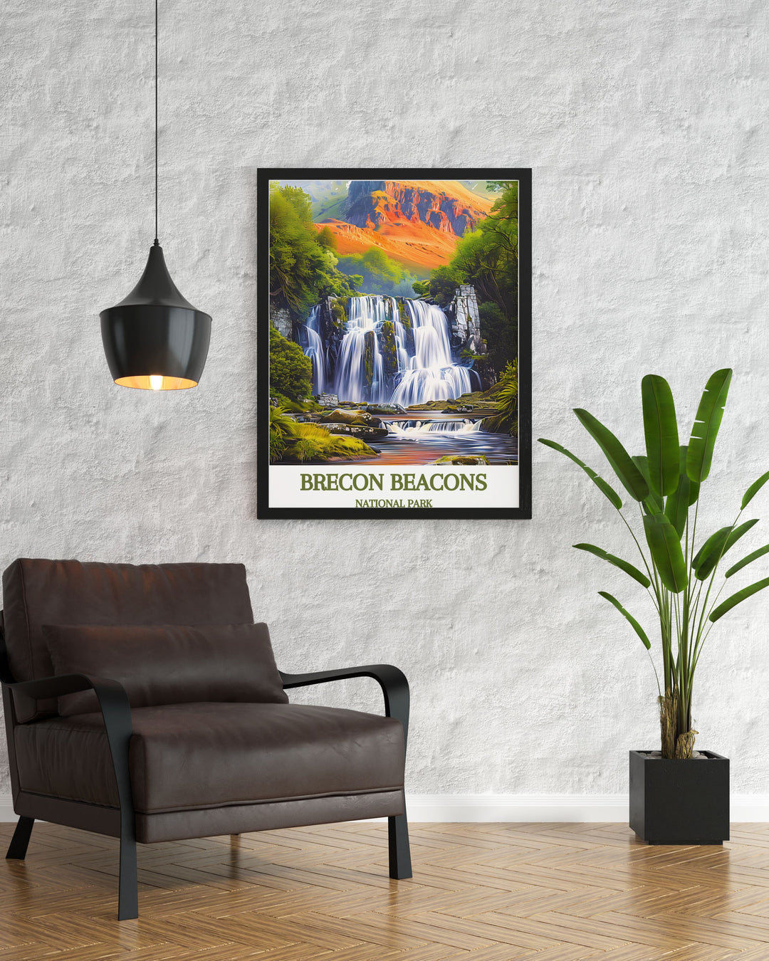 Custom print of Brecon Beacons Falls, offering personalized options to suit your taste. Tailor the color palette and framing to create a unique piece that perfectly complements your home decor and personal style.